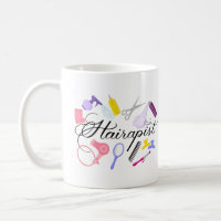 Travel Mugs: Floral Shears And Combs - Pink & Blue Travel Mug With