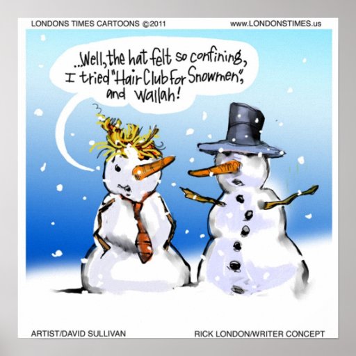 Hairclub For Snowmen Funny Christmas Poster | Zazzle