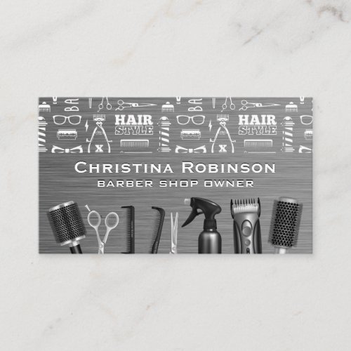 Haircut Barber Pattern and Hair Tools Business Card