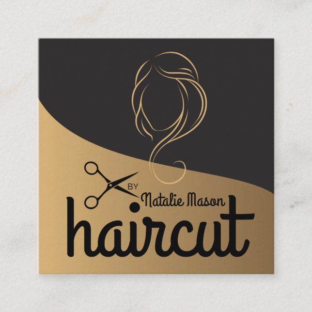 Haircut by Stylist Barber | Hair Square Business Card (Front)