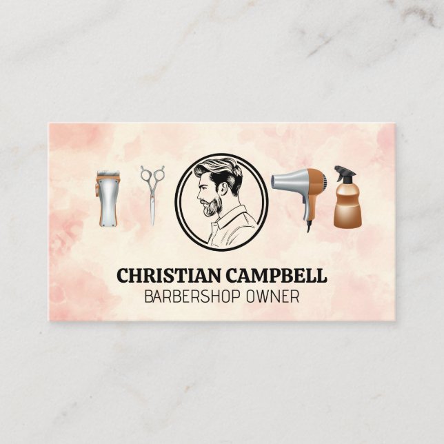 Haircut for Men | Barber | Tools Business Card (Front)
