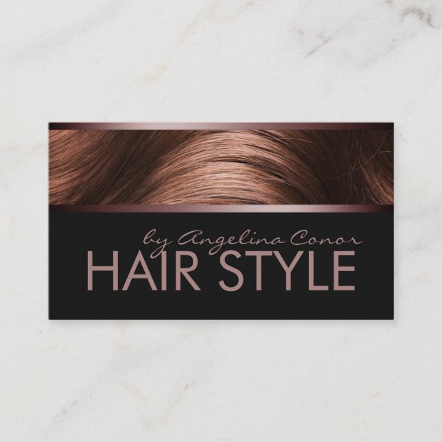 Haircut Stylist Brown Hair Business Card (Front)