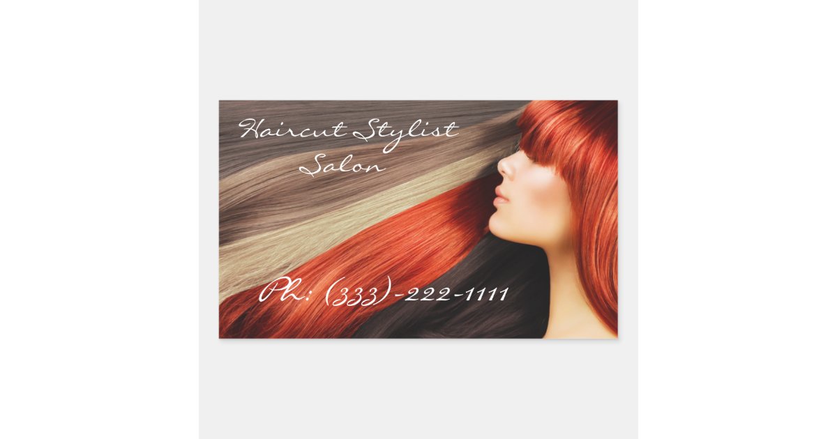 Haircut Stylist Colored Long Hair Design Sticker Zazzle Com