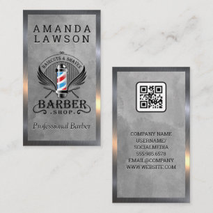 Haircuts and Shaves   Barber Pole Business Card