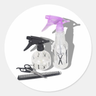 HaircutSprayBottle060910Shadows Classic Round Sticker