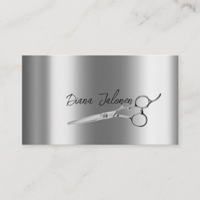 Hairdresser Appointment Reminder Black Marble Business Card (Front)