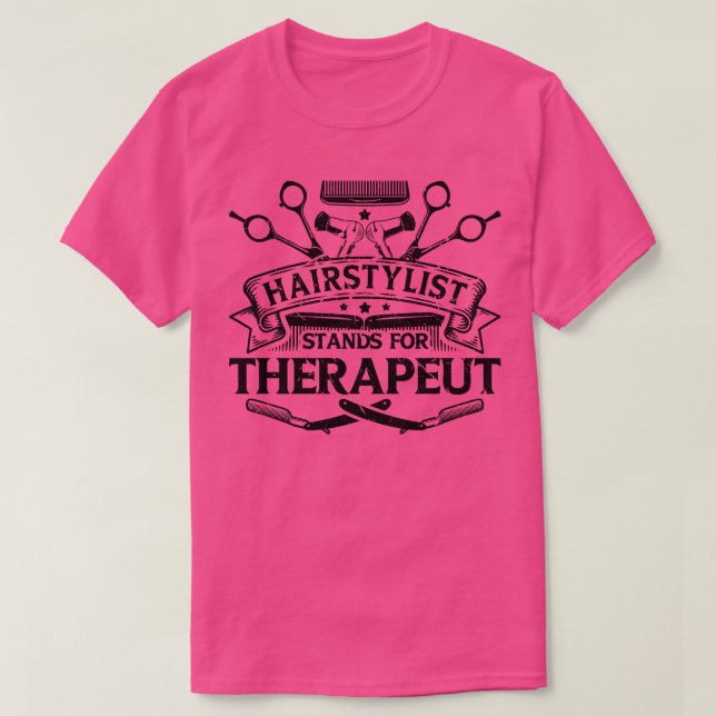 Hairdresser Barber Hairdryer Haircut Hairstylist T-Shirt (Design Front)