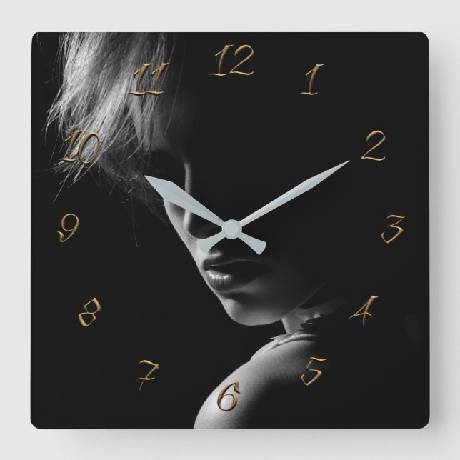 Hairdresser-beauty salon square wall clock (Front)