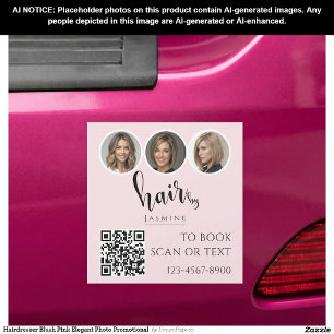 Hairdresser Blush Pink Elegant Photo Promotional Car Magnet
