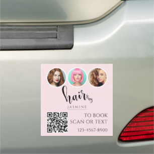 Hairdresser Blush Pink Elegant Photo Promotional Car Magnet