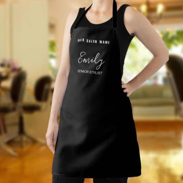 Hairdresser Business Name Employee Job White Black Apron (Creator Uploaded)