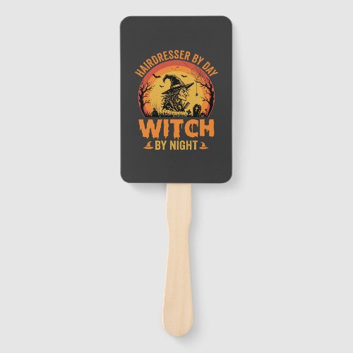 Hairdresser By Day Witch By Night Halloween Design Hand Fan