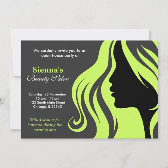 Hairdresser (Dark Olive Green) Invitation (Front)