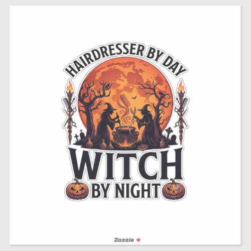 Hairdresser Day Witch Night Halloween Comb Scissor Sticker
