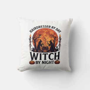 Hairdresser Day Witch Night Halloween Comb Scissor Throw Pillow