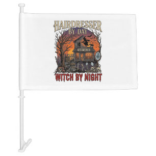 Hairdresser Day Witch Night Halloween Salon Skulls Car Flag