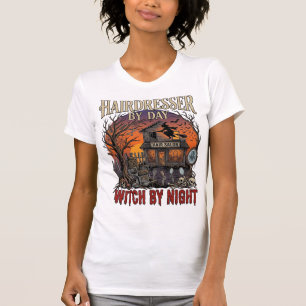 Hairdresser Day Witch Night Halloween Salon Skulls T-Shirt