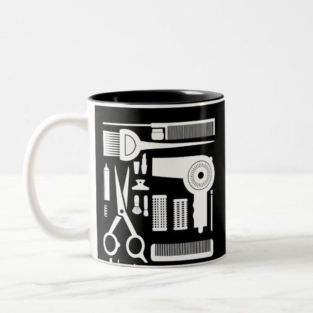 Hairdresser Design for Stylists, Hardressers and Two-Tone Coffee Mug (Left)