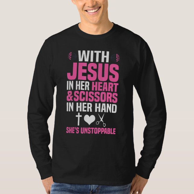 Hairdresser Designs Girls Women Christian Hairstyl T-Shirt (Front)
