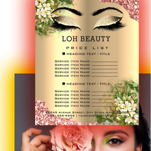 Hairdresser Eyelashes Makeup Studio Price List Flyer