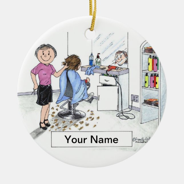 Hairdresser - Female Ceramic Ornament (Front)