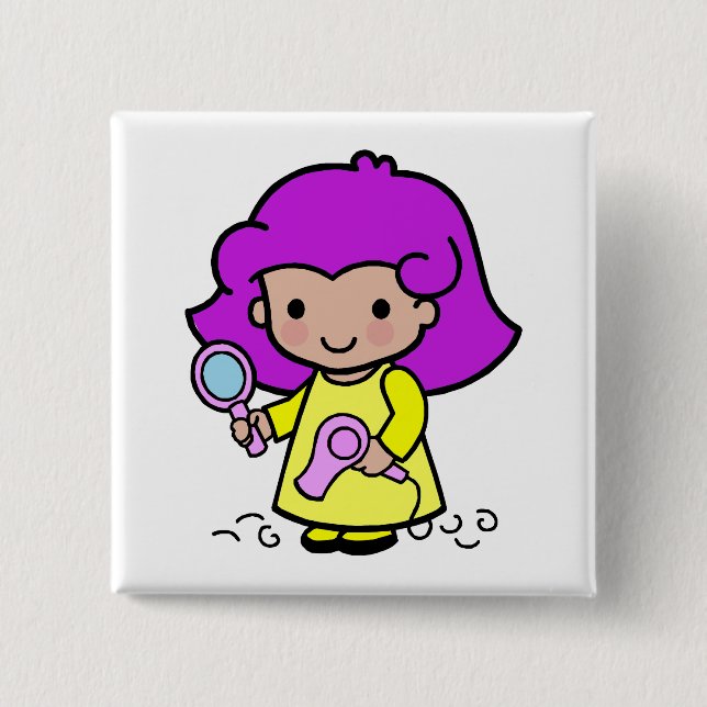 Hairdresser Girl Pinback Button (Front)