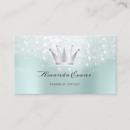 Hairdresser Glitter Makeup Water Crown Silver Appointment Card