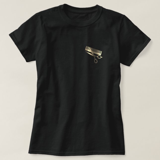 Hairdresser Gold Scissors Hair Barber T-Shirt (Design Front)