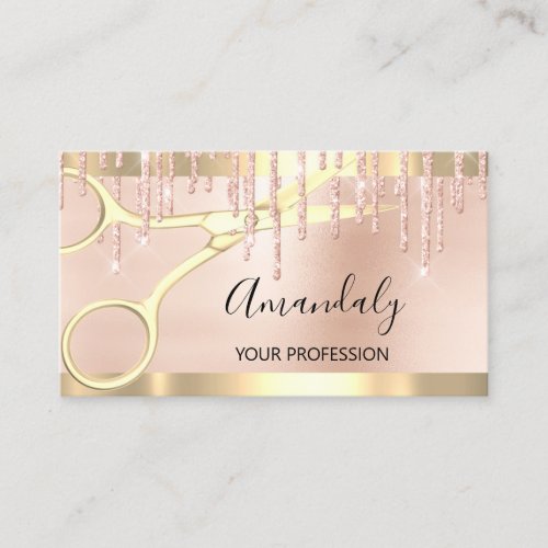Hairdresser Hair Stylist Coiffeur Gold Scissors Business Card