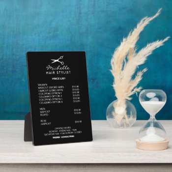 Hairdresser Hair Stylist Salon Price List Table Plaque by logotees at Zazzle