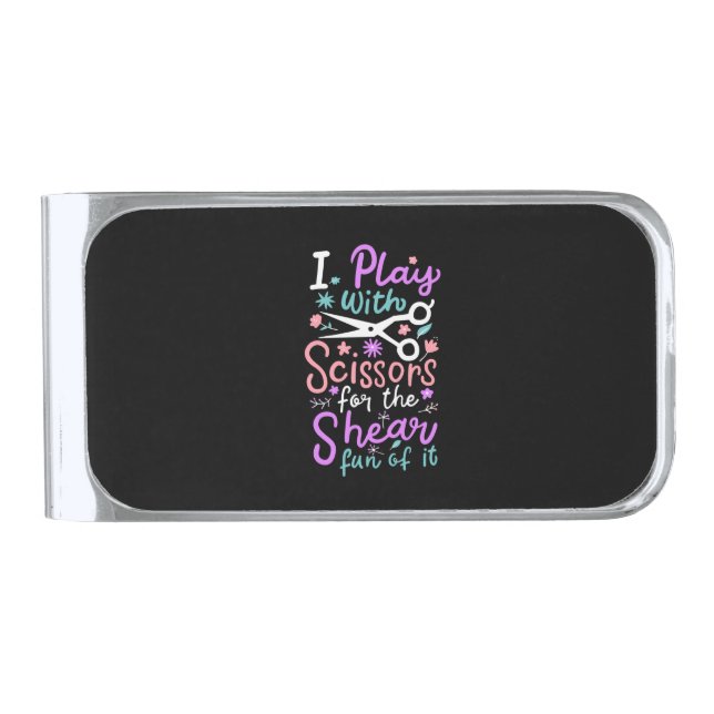 Hairdresser Hairstylist Gift Silver Finish Money Clip (Front)