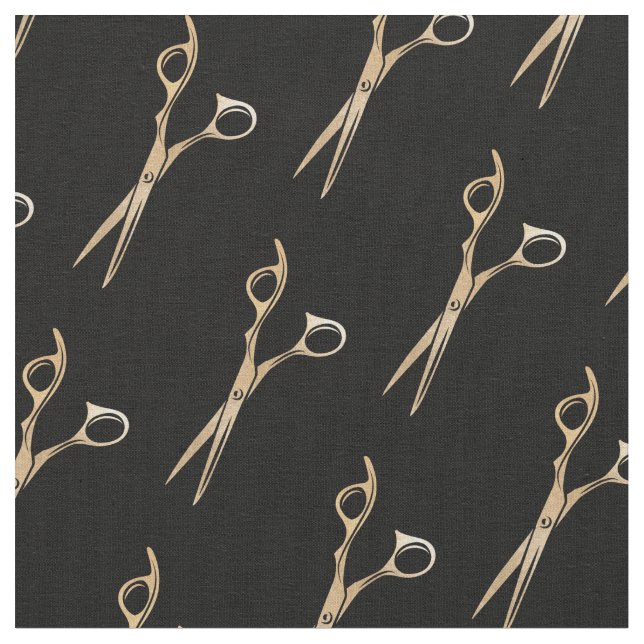 hairdresser hairstylist hair gold scissors pattern fabric (Close Up)