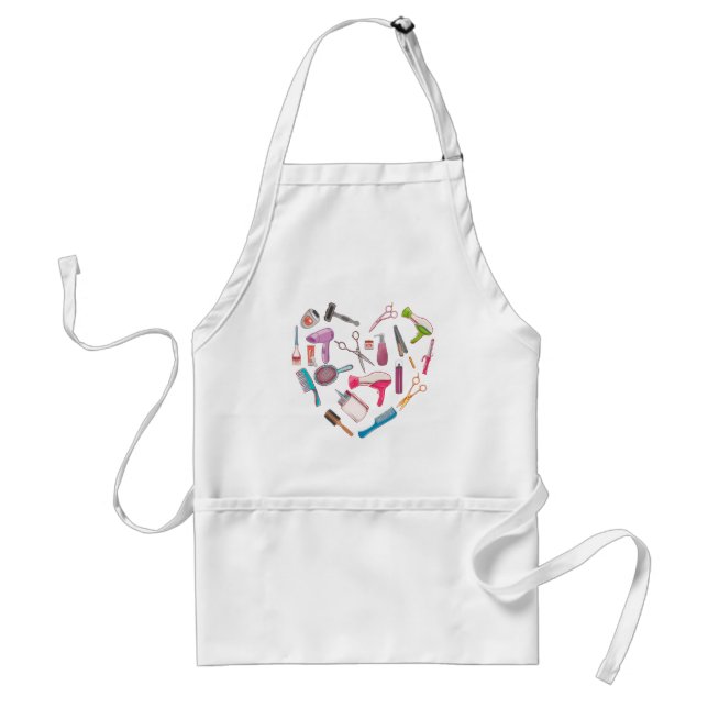 Hairdresser Hairstylist Tool Heart Adult Apron (Front)