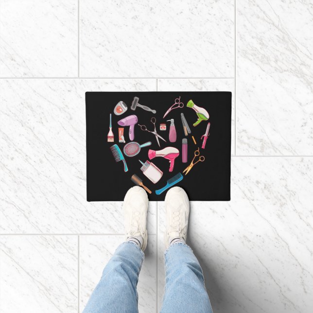 Hairdresser Hairstylist Tool Heart Doormat (Indoor)