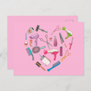 Hairdresser Hairstylist Tool Heart Postcard