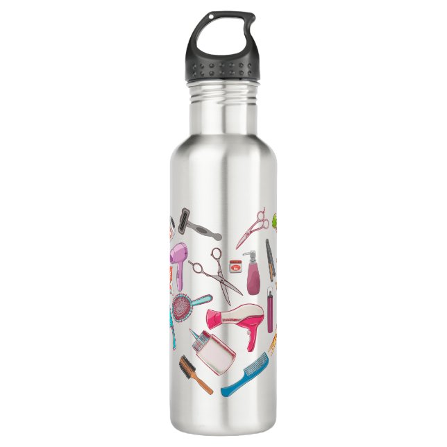 Hairdresser Hairstylist Tool Heart Stainless Steel Water Bottle (Front)