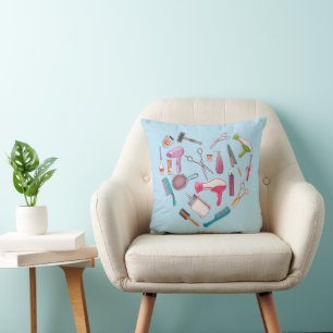 Hairdresser Hairstylist Tool Heart Throw Pillow