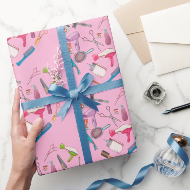 Hairdresser Hairstylist Tool Heart Wrapping Paper (Gifting)
