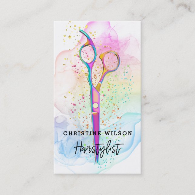 hairdresser ink splashes business card (Front)