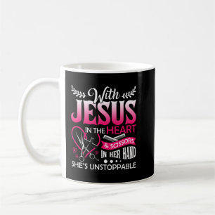 Hairdresser Jesus In Heart Scissor Hairstylist Coffee Mug