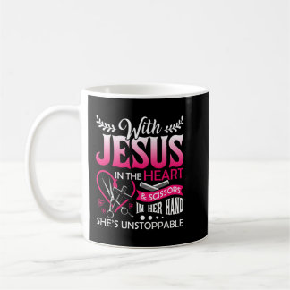Hairdresser Jesus In Heart Scissor Hairstylist Coffee Mug
