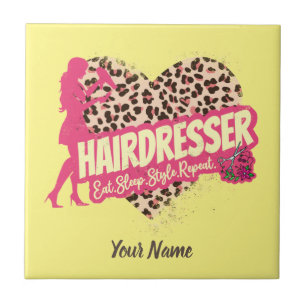 Hairdresser Leopard Hair Hustler Hairstylist Ceramic Tile