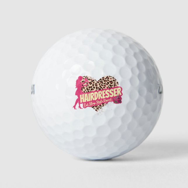Hairdresser Leopard Hair Hustler Hairstylist Golf Balls (Front)