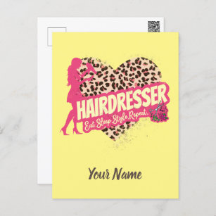 Hairdresser Leopard Hair Hustler Hairstylist Holiday Postcard