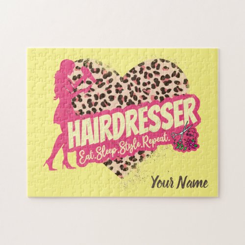 Hairdresser Leopard Hair Hustler Hairstylist Jigsaw Puzzle