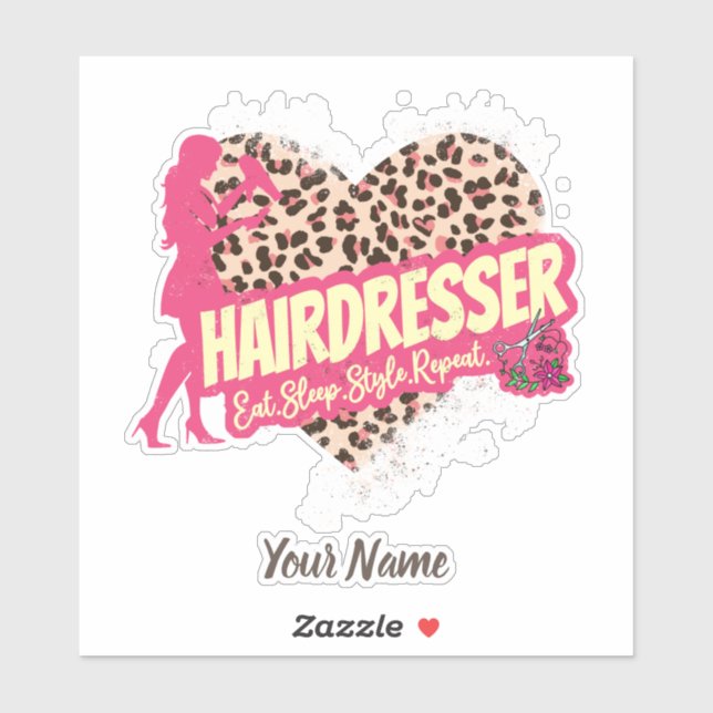 Hairdresser Leopard Hair Hustler Hairstylist Sticker (Sheet)