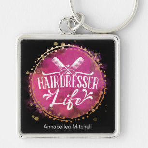 Hairdresser Life Beautician Hair Stylist Salon Keychain