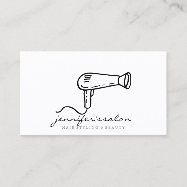 HairDresser logo black hairdryer salon stylist Business Card