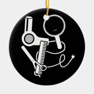 Hairdresser Love Hairdryer Scissors Barber Brush Ceramic Ornament