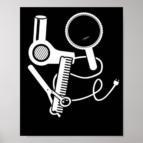 Hairdresser Love Hairdryer Scissors Barber Brush Poster